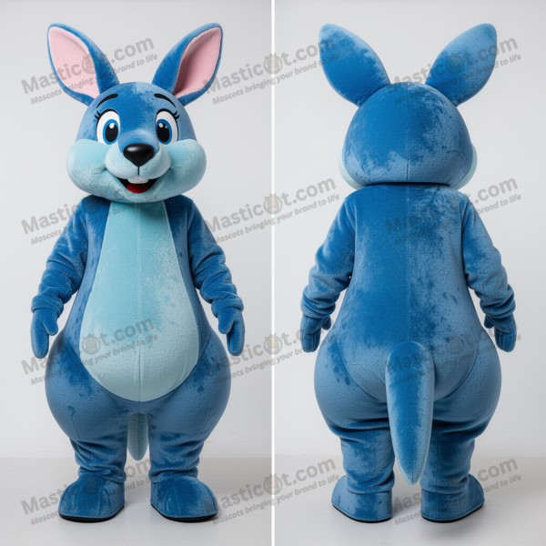 Vibrant blue bouncy kangaroo mascot - Masticot.com