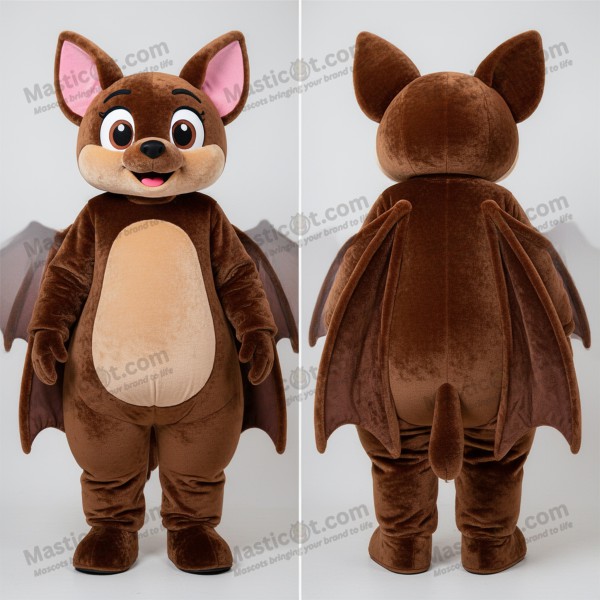 Velvety Brown Cartoon Bat Mascot - Masticot.com