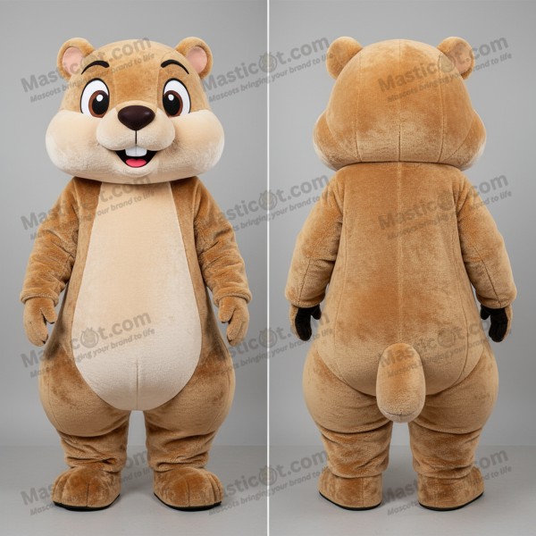 Tan fluffy marmot mascot - Masticot.com