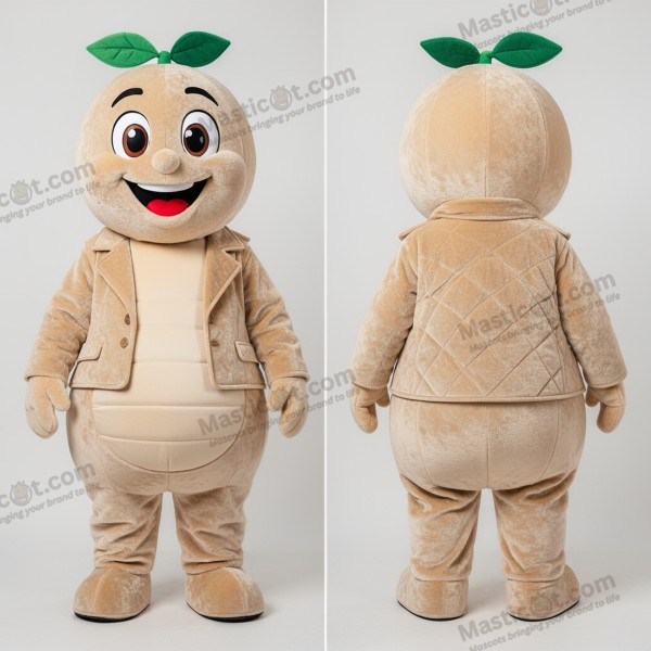 Beige rund melonmaskot - Melon - MASTICOT_40576 - Masticot.com