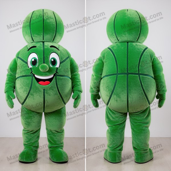 Lime Green Smiling Basketball Ball Mascot - Masticot.com