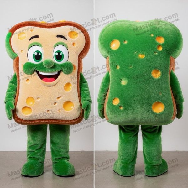 Forest Green Velvety Grilled Cheese Sandwich Mascot -