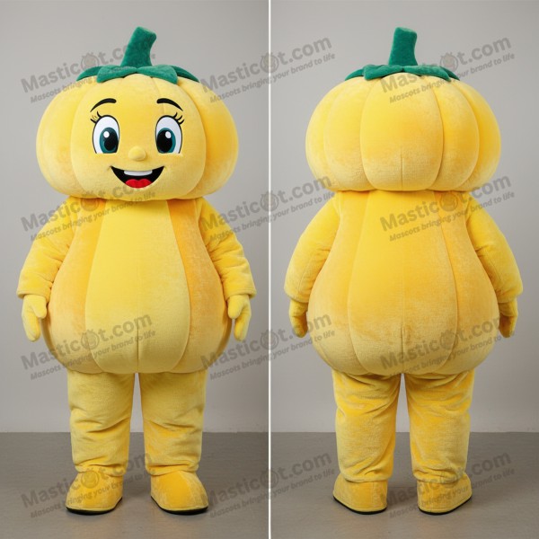 Lemon yellow rounded pumpkin mascot - Masticot.com