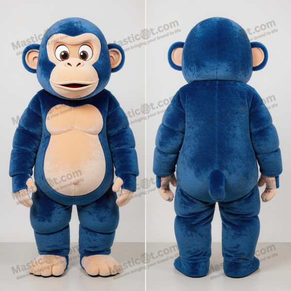 Azure blue expressive chimpanzee mascot - Masticot.com