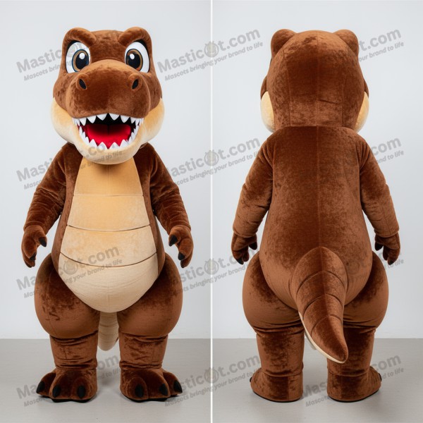 Chocolate Brown Cartoon T Rex Mascot - Masticot.com