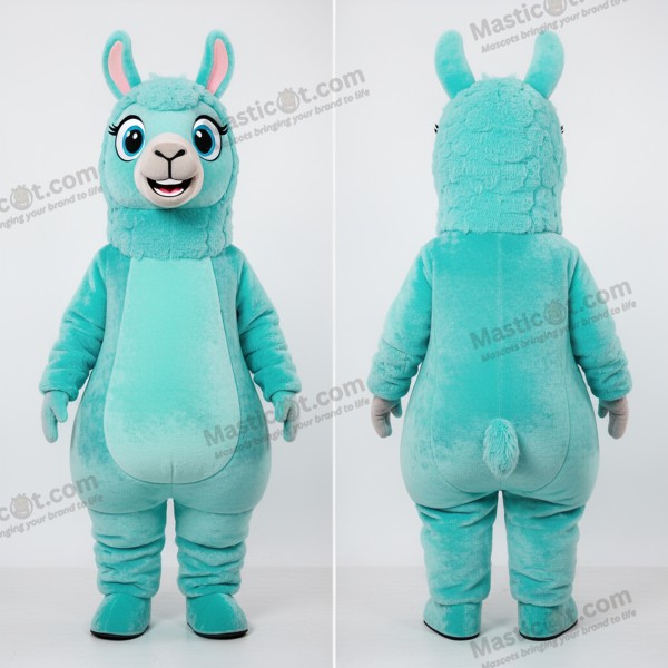 Turquoise cuddly llama mascot - Llama - MASTICOT_40838 - Masticot.com