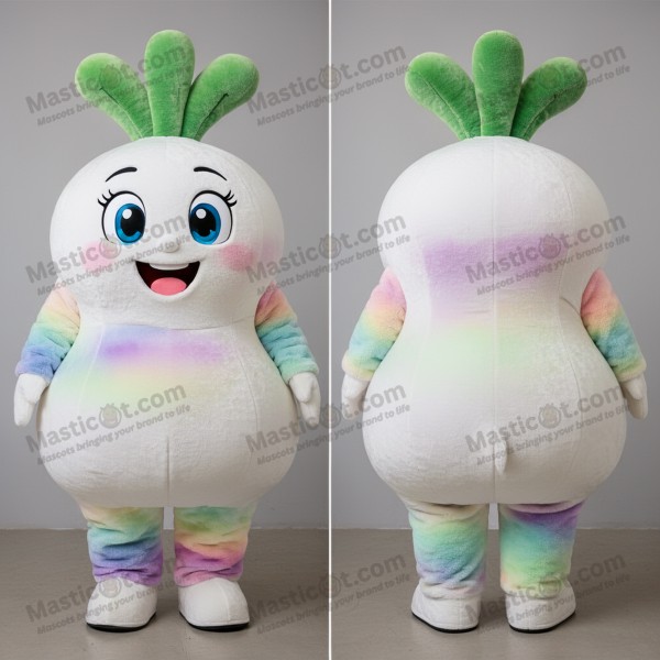 Maskot rzodkiewki w kolorze kości słoniowej - Masticot.com