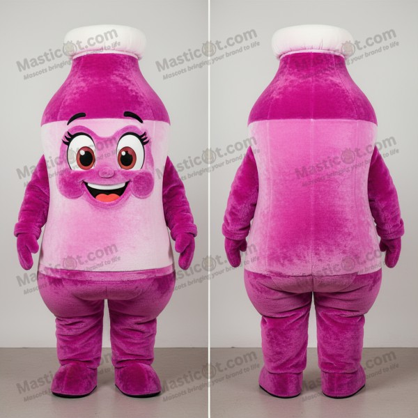 Magenta velvety bottle of milk mascot - Masticot.com