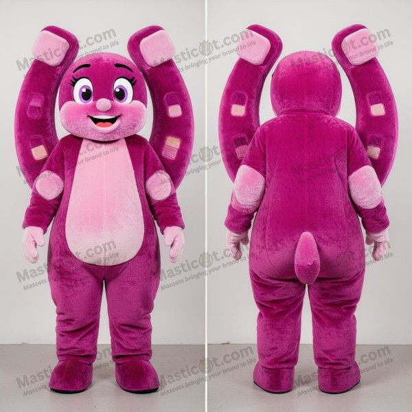 Magenta pluizig hoefijzer mascotte - Masticot.com