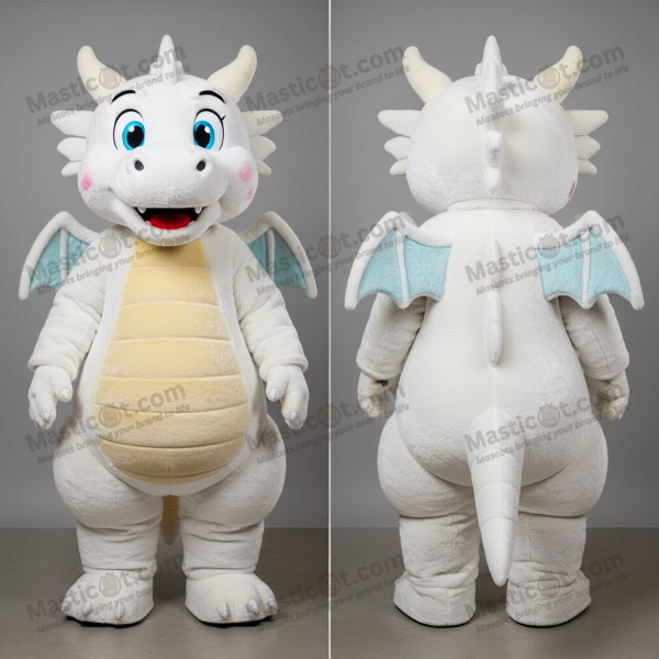 White Velvety Playful Dragon Mascot - Masticot.com