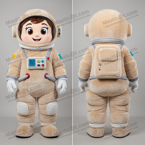 Beige Velvety Cartoon Astronaut Mascot - Masticot.com
