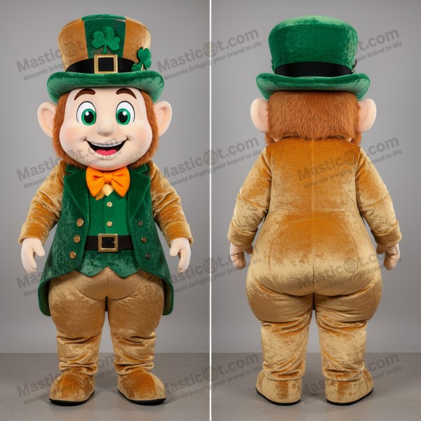 Emerald green jovial leprechaun mascot - Masticot.com
