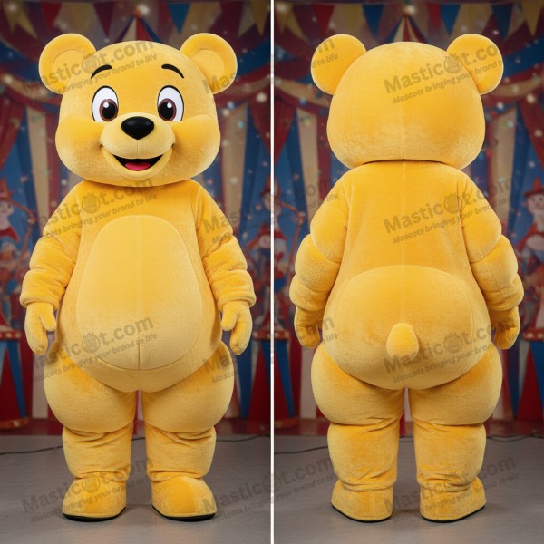 Bright Yellow Cartoon Bear Mascot - Masticot.com