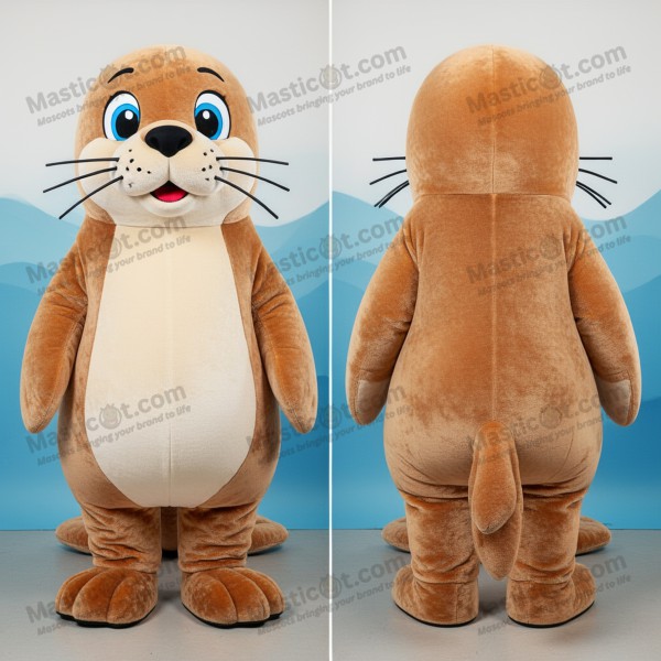 Mascota de foca juguetona color gris plateado - Masticot.com