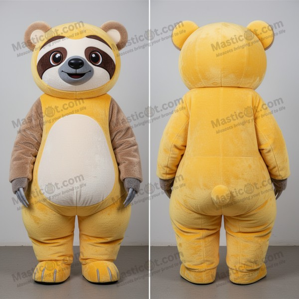 Vibrant Yellow Cuddly Sloth Bear Mascot - Masticot.com