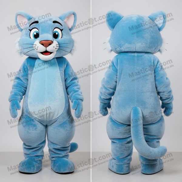 Sky blue expressive mountain lion mascot - Masticot.com
