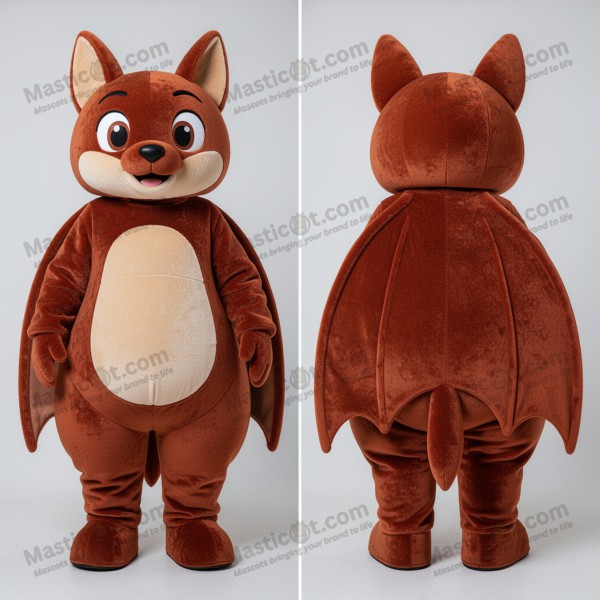 Rust Colored Rounded Eyes Bat Mascot - Masticot.com