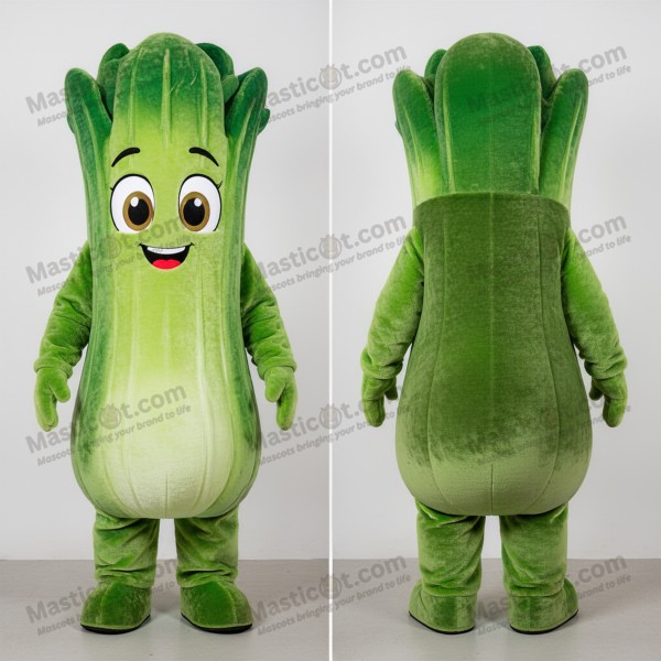 Mascota de Apio Verde Oscuro en Dibujo Animado -