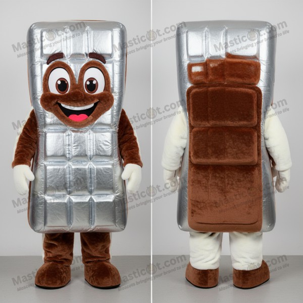 Silver wrapped chocolate bar mascot - Masticot.com