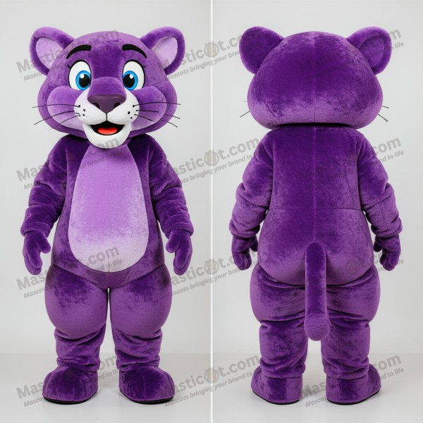 Velvet purple broad shouldered puma mascot - Masticot.com