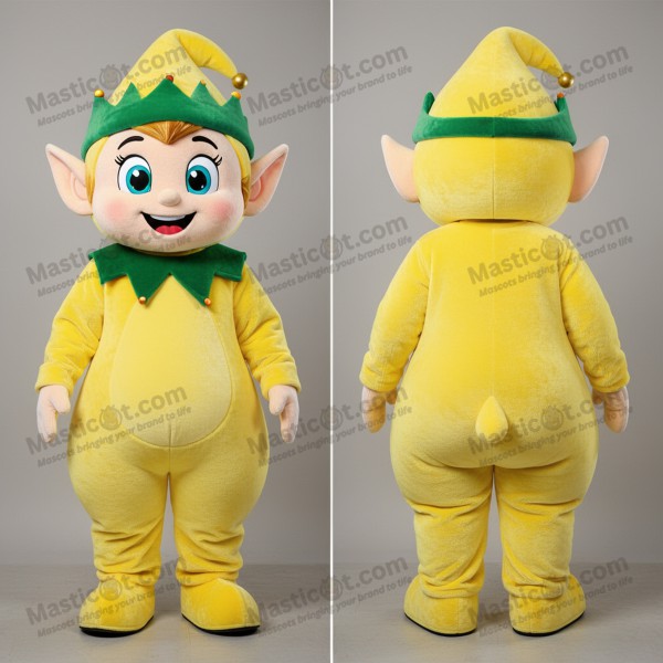 Lemon yellow cheerful elf mascot - Masticot.com