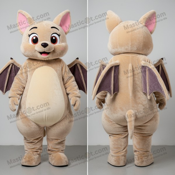 Beige rounded bat mascot - Masticot.com
