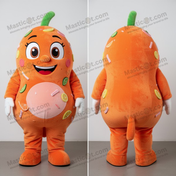 Orange Ceviche Mascot with Navy Suit Jacket - Masticot.com