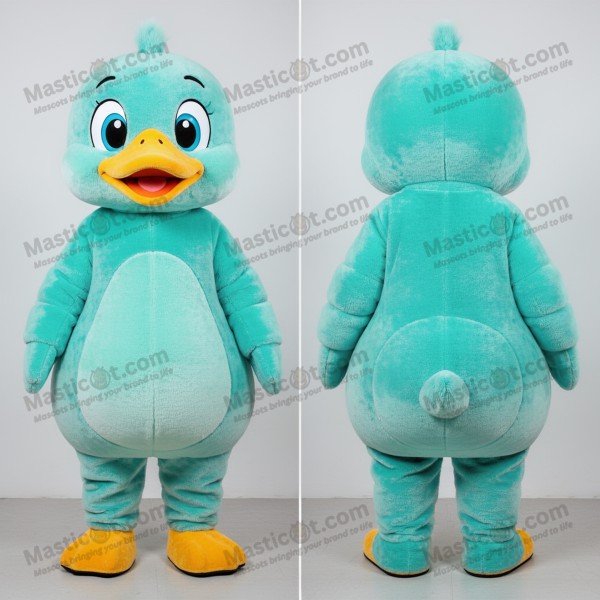 Turquoise velvety gosling mascot - Masticot.com