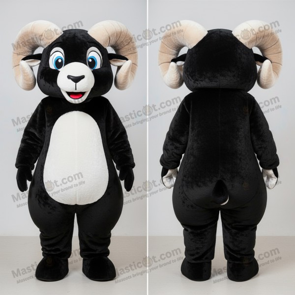 Black Velvety Horned Ram Mascot - Masticot.com