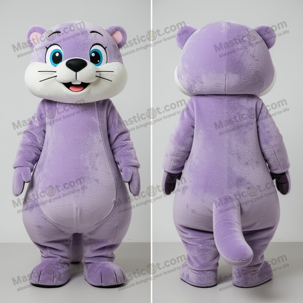 Blød lavendelfarvet odder-maskot - Masticot.com