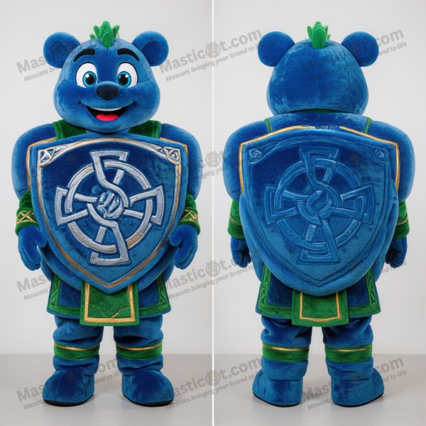 Vibrant Blue Cartoon Celtic Shield Mascot - Masticot.com
