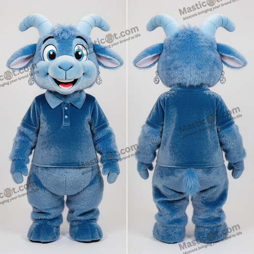 Mascotte capra d'Angora blu vellutato e soffice - Capra Angora - MASTICOT_41671 - Masticot.com