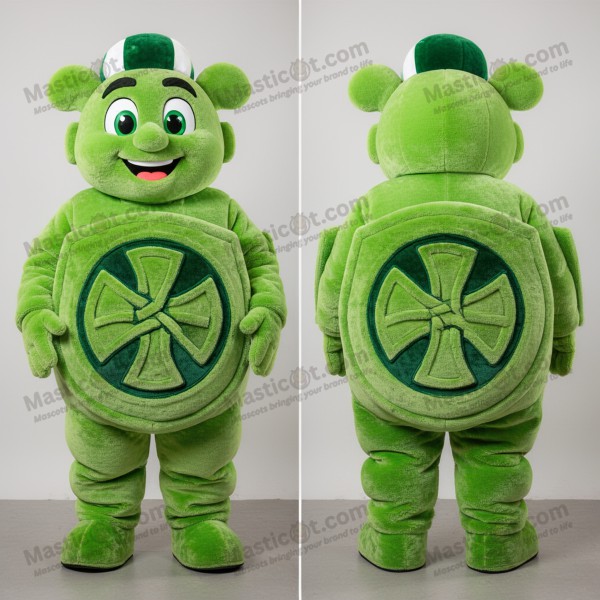 Lime green broad shouldered celtic shield mascot -