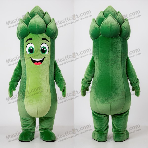 Emerald green leafy asparagus mascot - Asparagus -