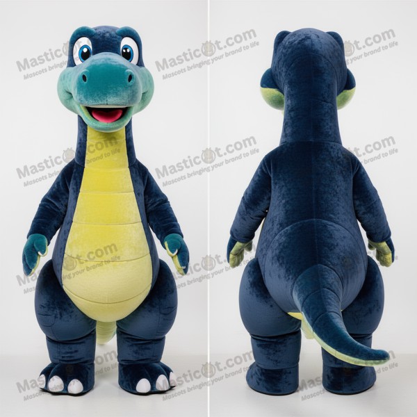 Navyblå, skånsom brachiosaurus-maskot - Masticot.com