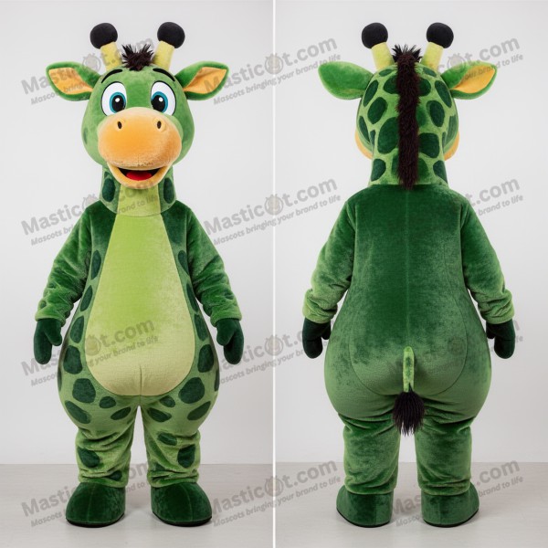 Skoggrønn Tegnefilm-Giraffemaskot - Masticot.com