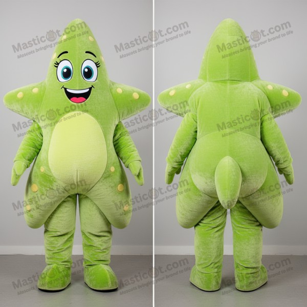 Lime green broad finned starfish mascot - Masticot.com