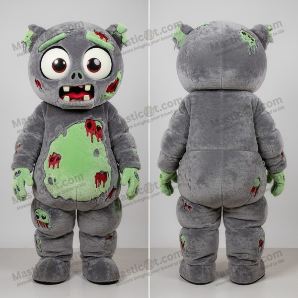 Gray Rounded Zombie Mascot - Masticot.com