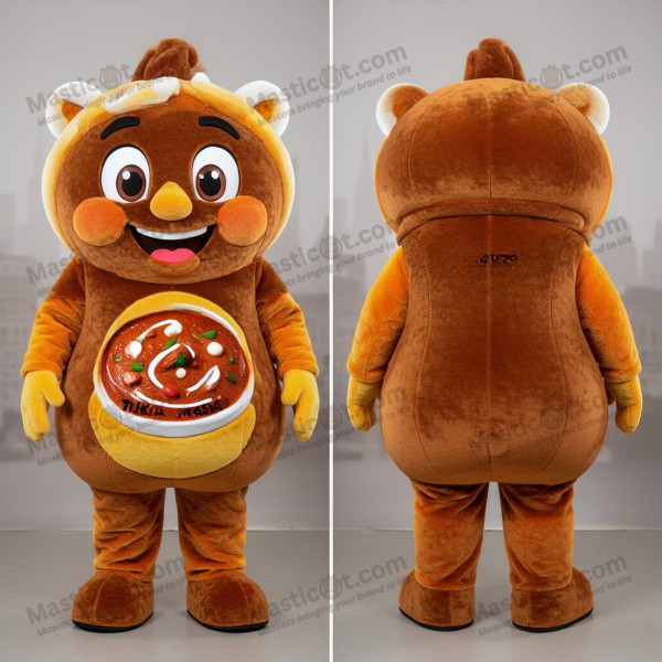 Mascota de tikka masala marrón aterciopelado y alegre -