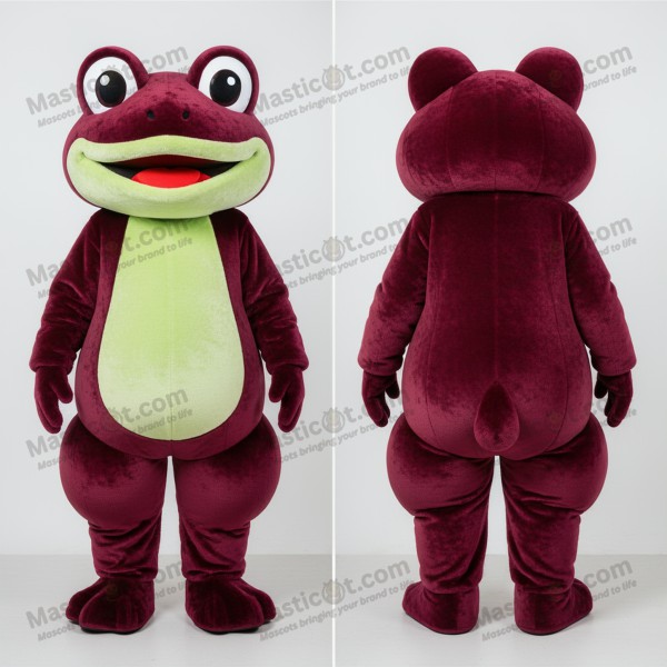 Maroon Velvety Frog Mascot - Masticot.com