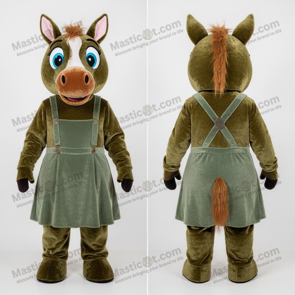 Olive Green Velvety Mare Mascot - Masticot.com