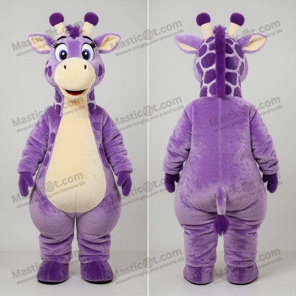 Lavender broad shouldered giraffe mascot - Masticot.com