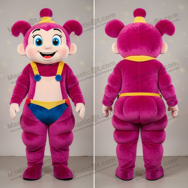 Magenta Cartoon Acrobat Mascot - Masticot.com