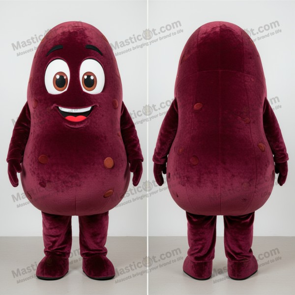 Maroon velvety potato mascot - Masticot.com