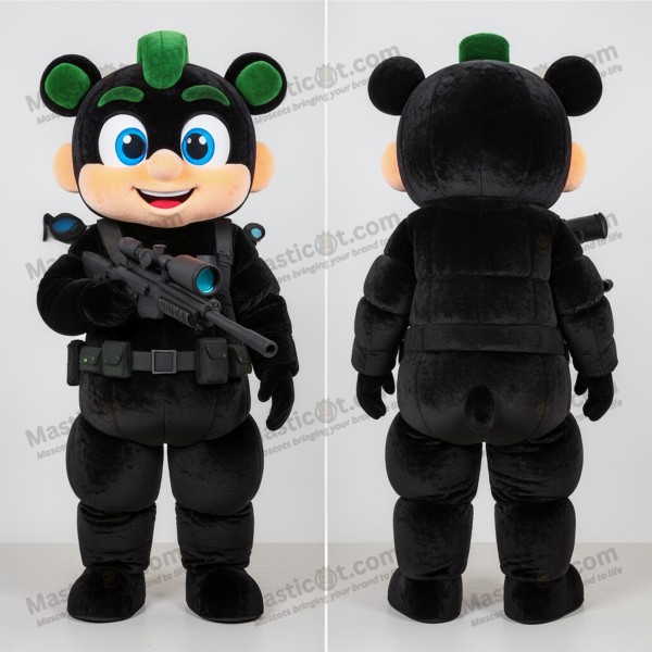 Svart Paddad Taktisk Sniper Maskot - Masticot.com