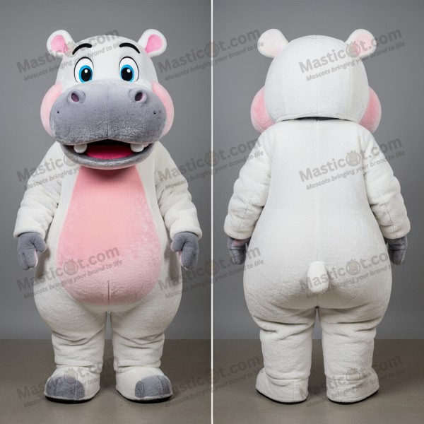 Bílý plyšový maskot hrocha - Masticot.com