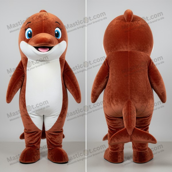 Rust orange rounded dolphin mascot - Masticot.com