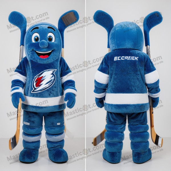 Cobaltblauwe gepolsterde ijshockeystick mascotte - IJshockey Stick - MASTICOT_4186 - Masticot.com