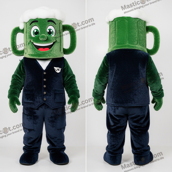 Námořně zelená bublající pivařská maskotka - Zelené pivo - MASTICOT_42244 - Masticot.com