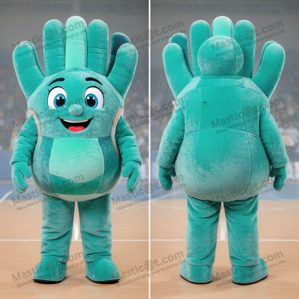 Turquoise Velvety Handball Ball Mascot - Masticot.com